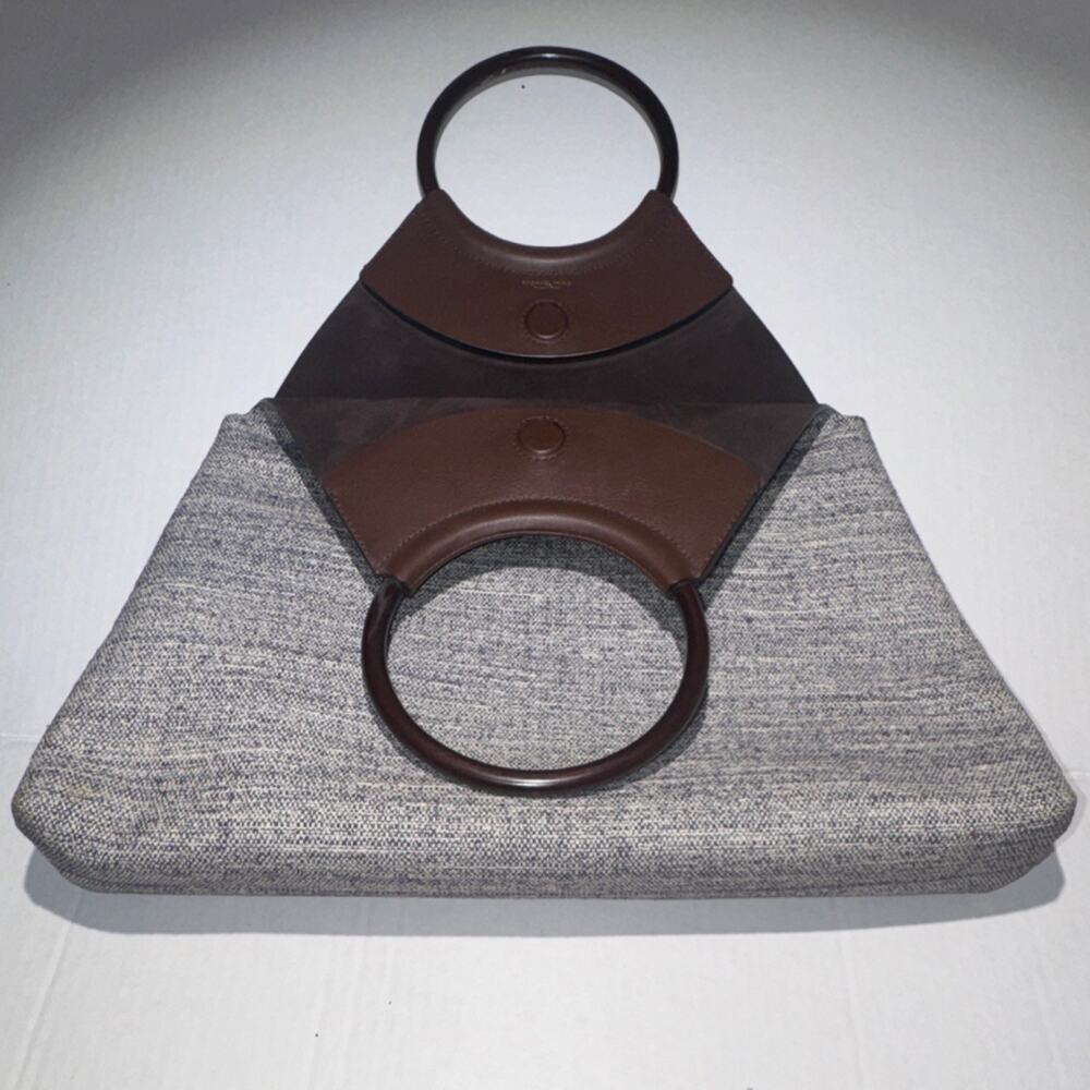 Michael Kors Brown Gray Top Handle Bag for Women Magnetic Closure Stitching - Picture 3 of 7